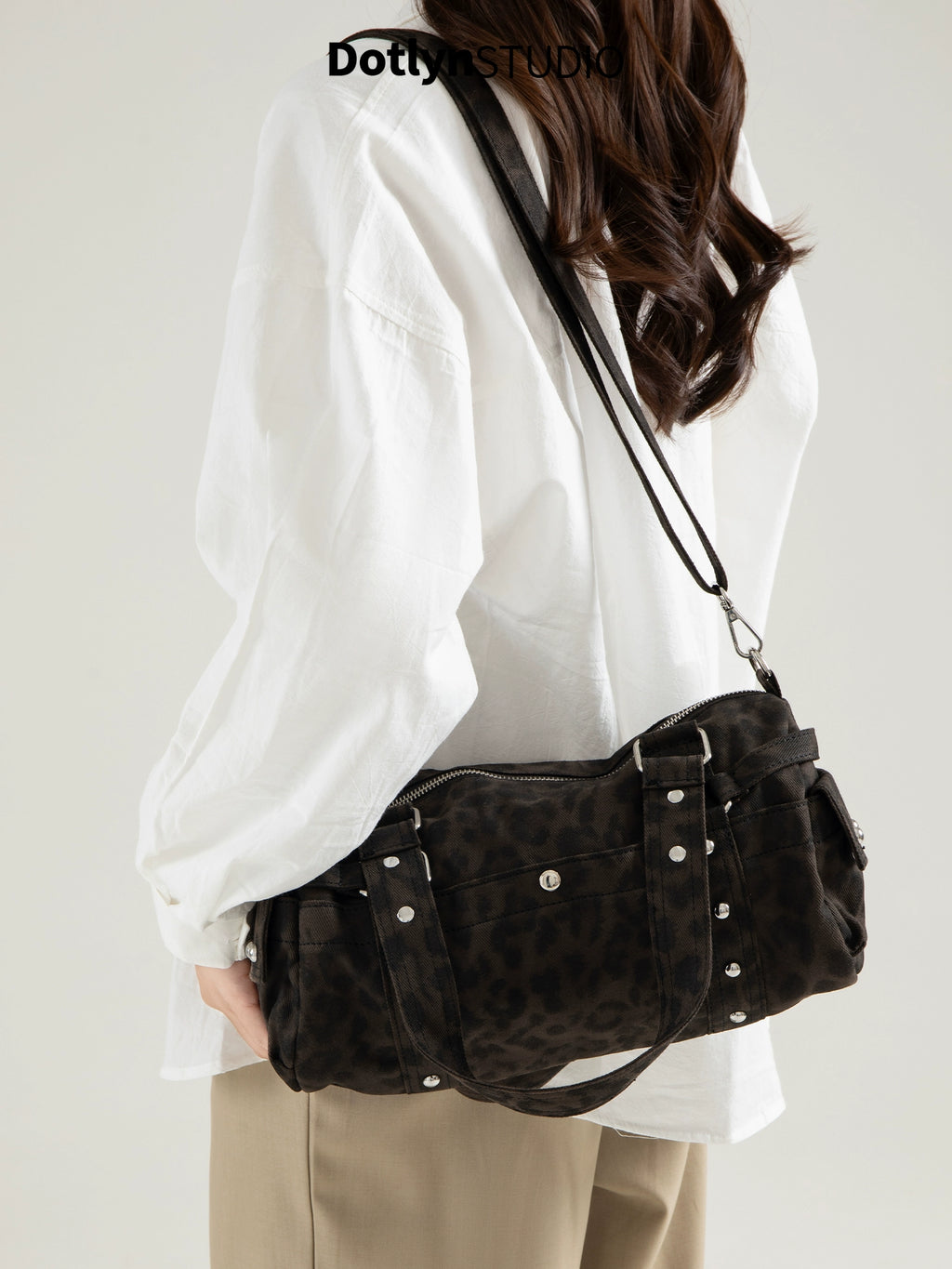 Dotlyn Blogger Large Capacity Baguette Crossbody Bag