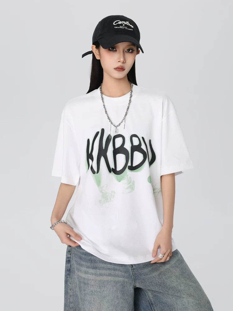 KKBBU Letter Printed Short Sleeve Couple T Shirt