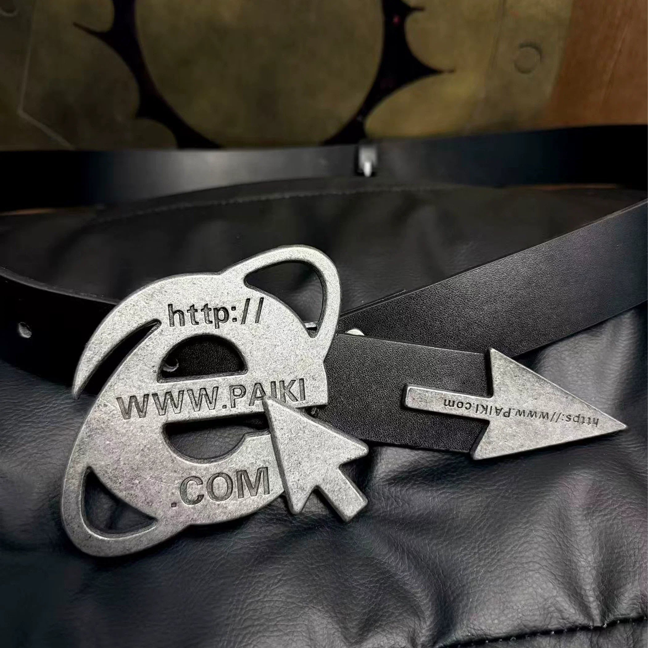 PAIKI Browser Mouse Old Metal First Layer Cowhide Belt Belt