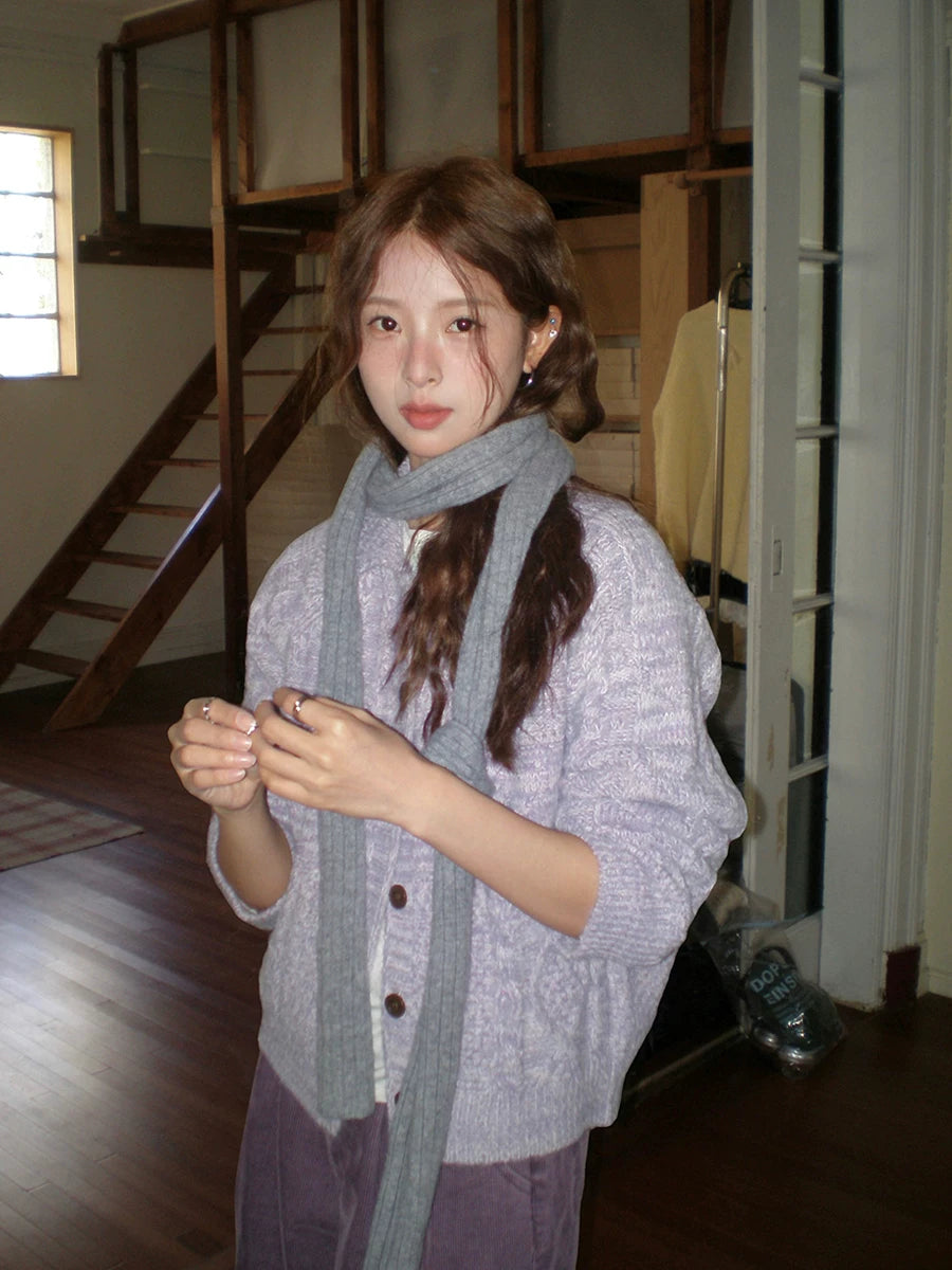 CCKOK Mixed Color Wool Knit Cardigan