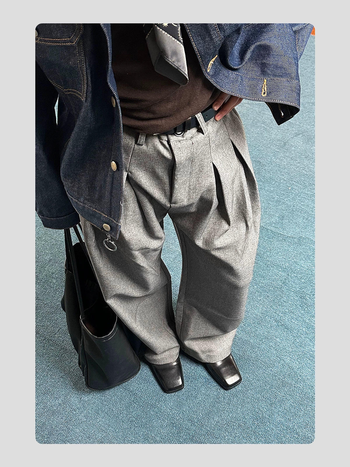 HANQIAORJI Cowhide Square Boots Chelsea Boots