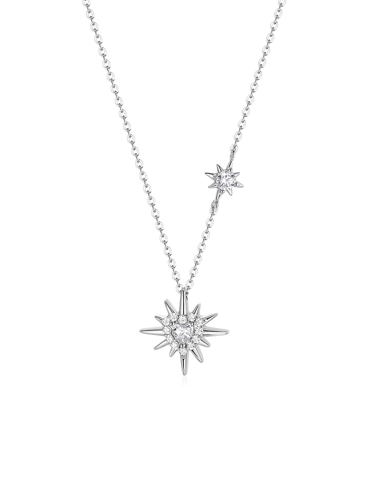 Catiro Star Sun S925 Silver Clavicle Necklace
