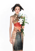 YEDM Goldfish Flag Print Dress