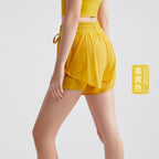 Athena Lulu Mesh Fake Two-Piece Yoga Shorts