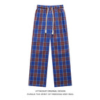 HTTAOSUP Retro Plaid Wide-Leg Pants