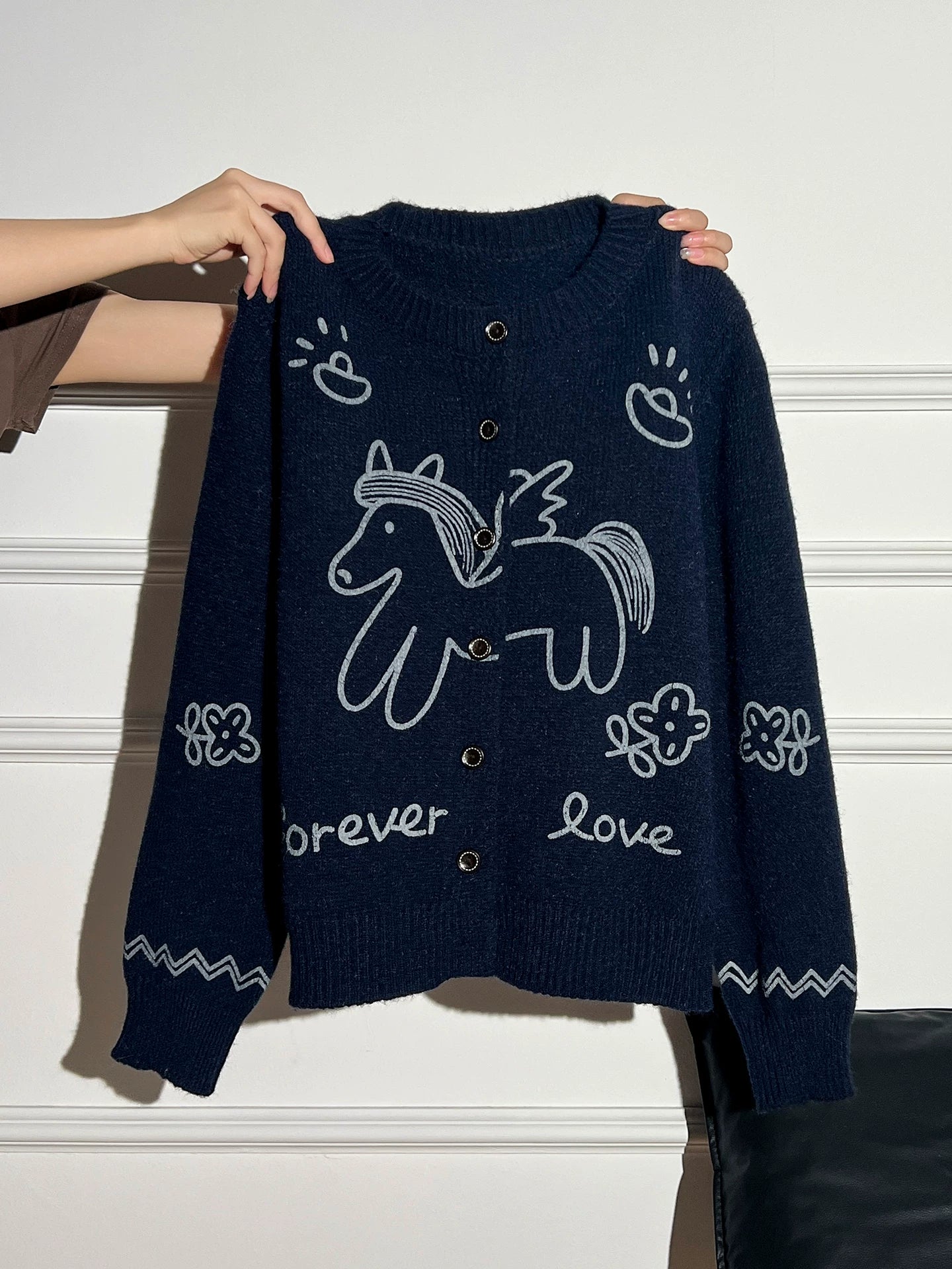 AUDISTY Fair Isle Make Money Now Jacquard Sweater Cardigan