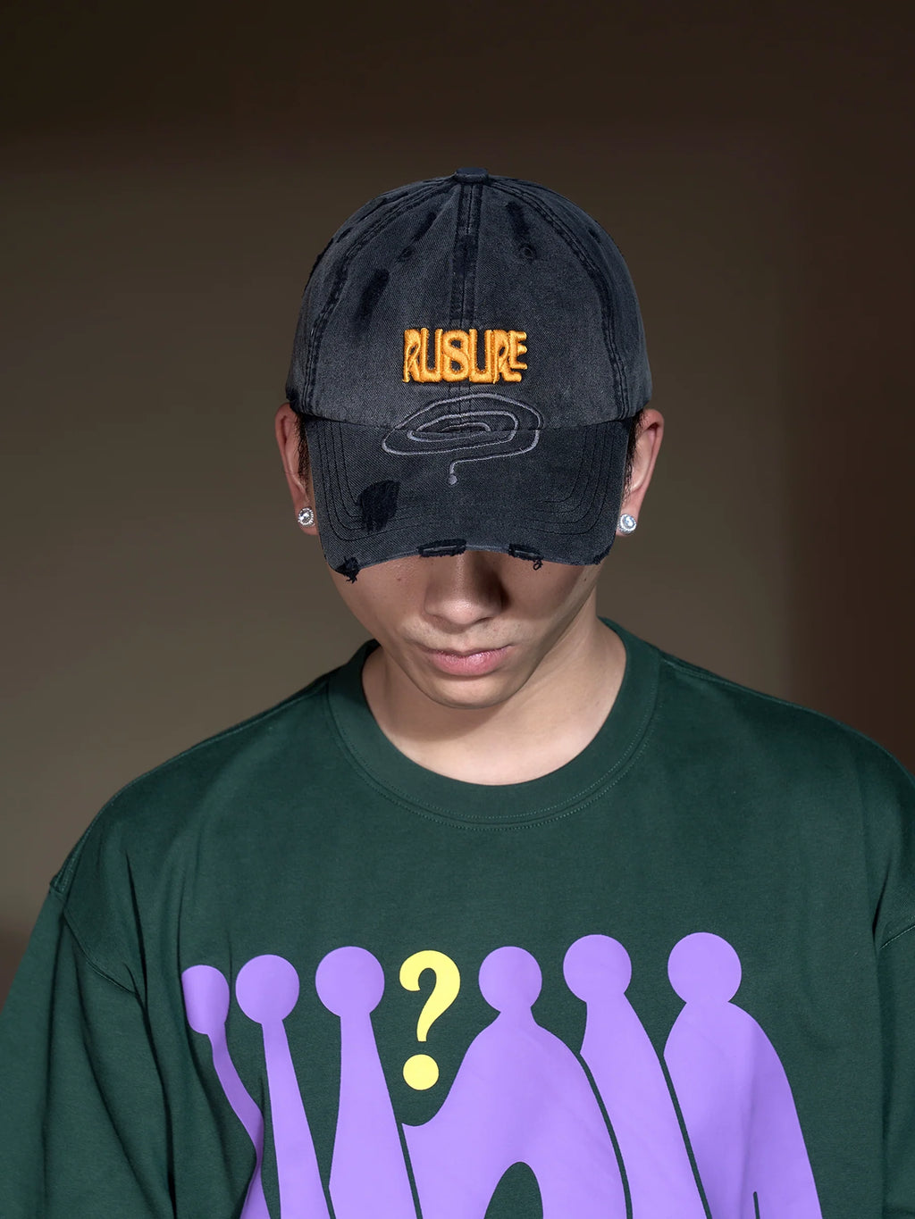 RUSURE Question Mark Embroidered Casual Hip Hop Baseball Cap