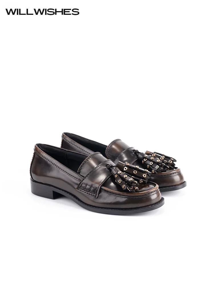 WILLWISHES Wang Ding Niche Retro Tassel Loafers