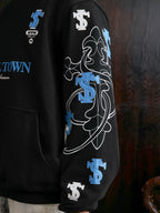 STK SmallTownKid Cross Patch Leather Hooded Sweatshirt