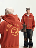 CoosRetro American Studded Waffle Sweatshirt Jacket