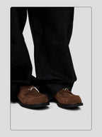 HANQIAORJI Old Money Style Brown Suede Cowhide Loafers