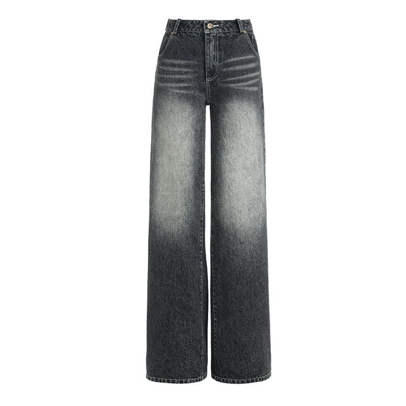 ABMY® Black Washed Straight-Wide Jeans