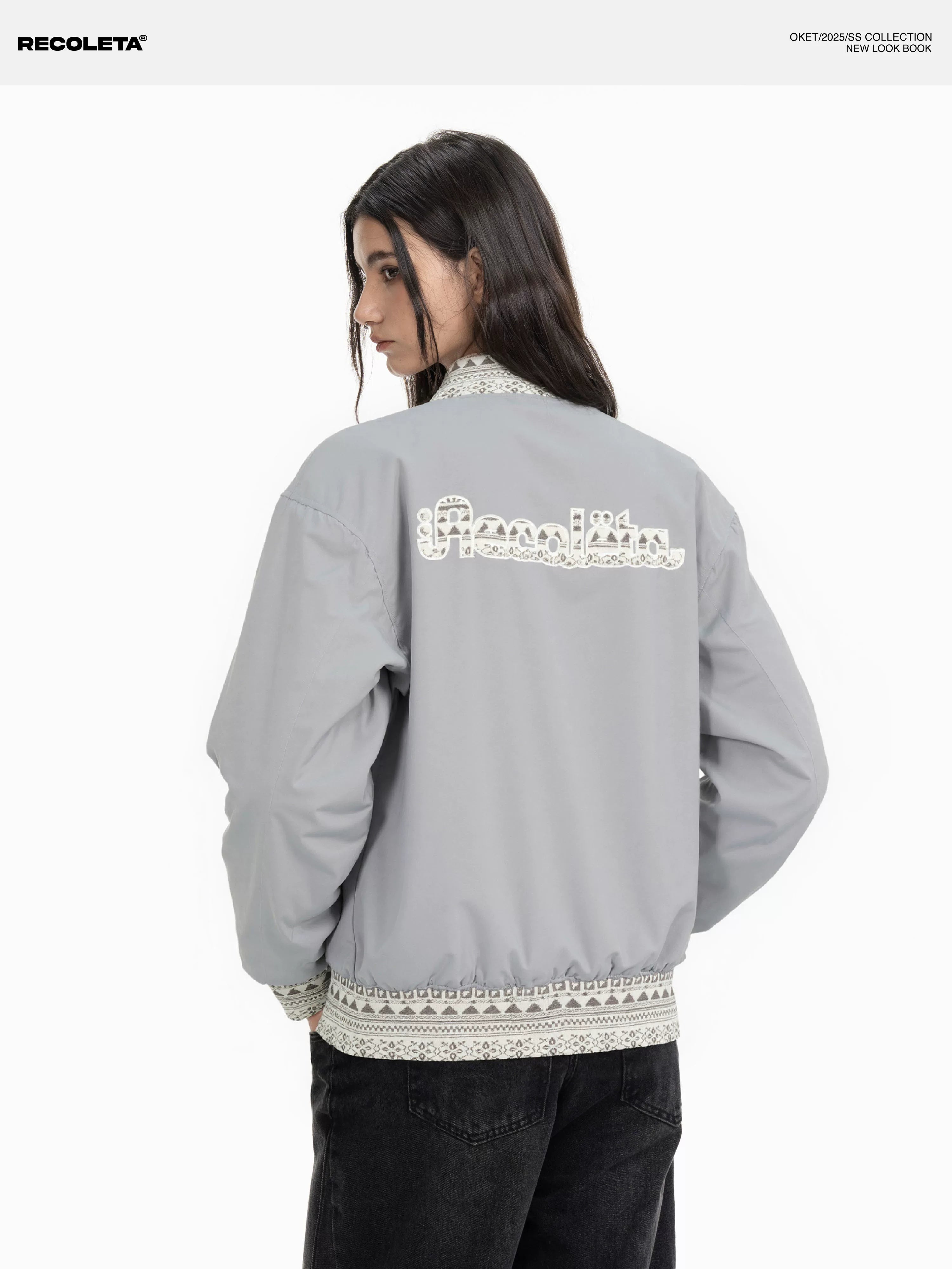 RECOLETA New Chinese Patchwork Baseball Collar Jacket