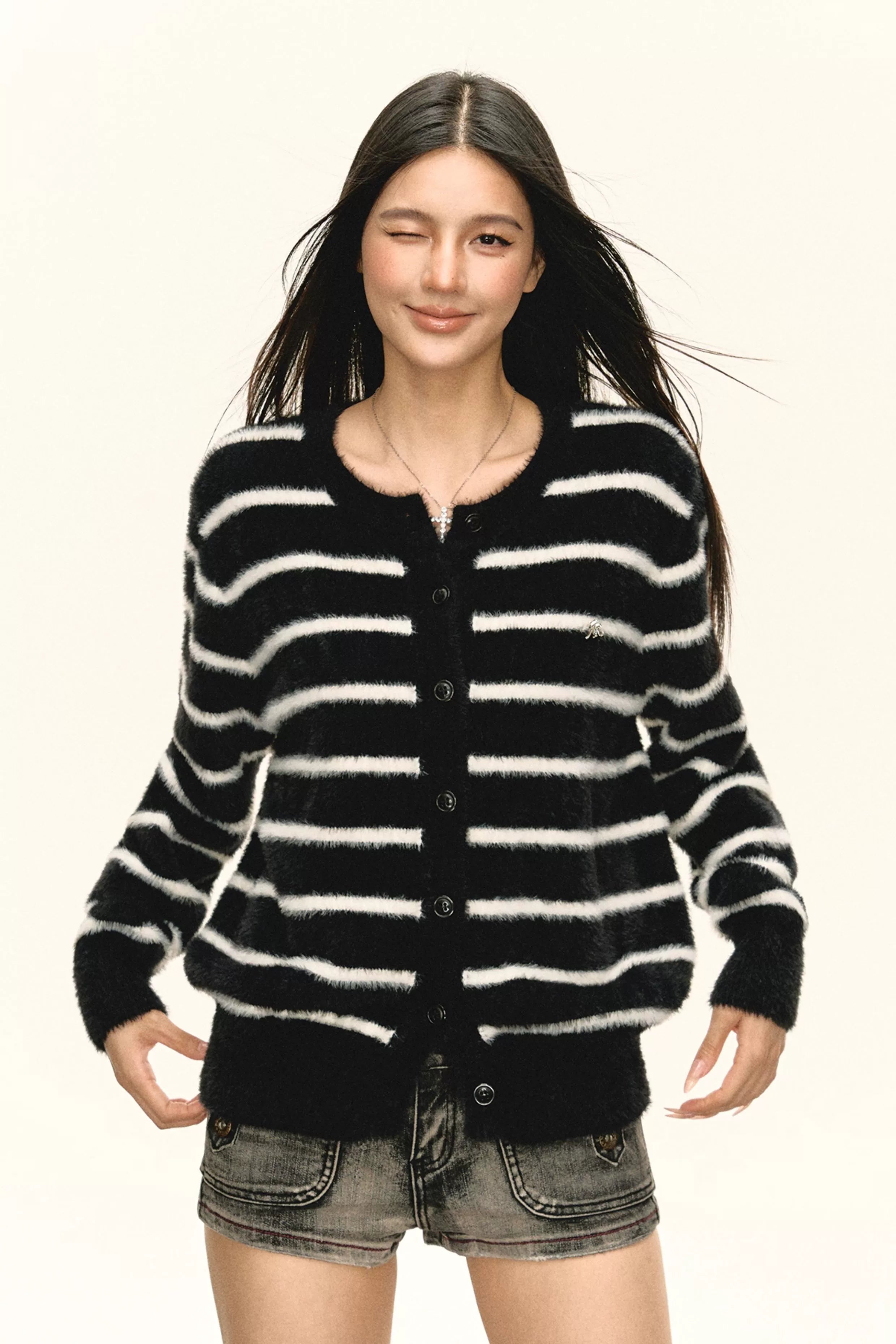 Ariseism Vintage Striped Cardigan Sweater Jacket