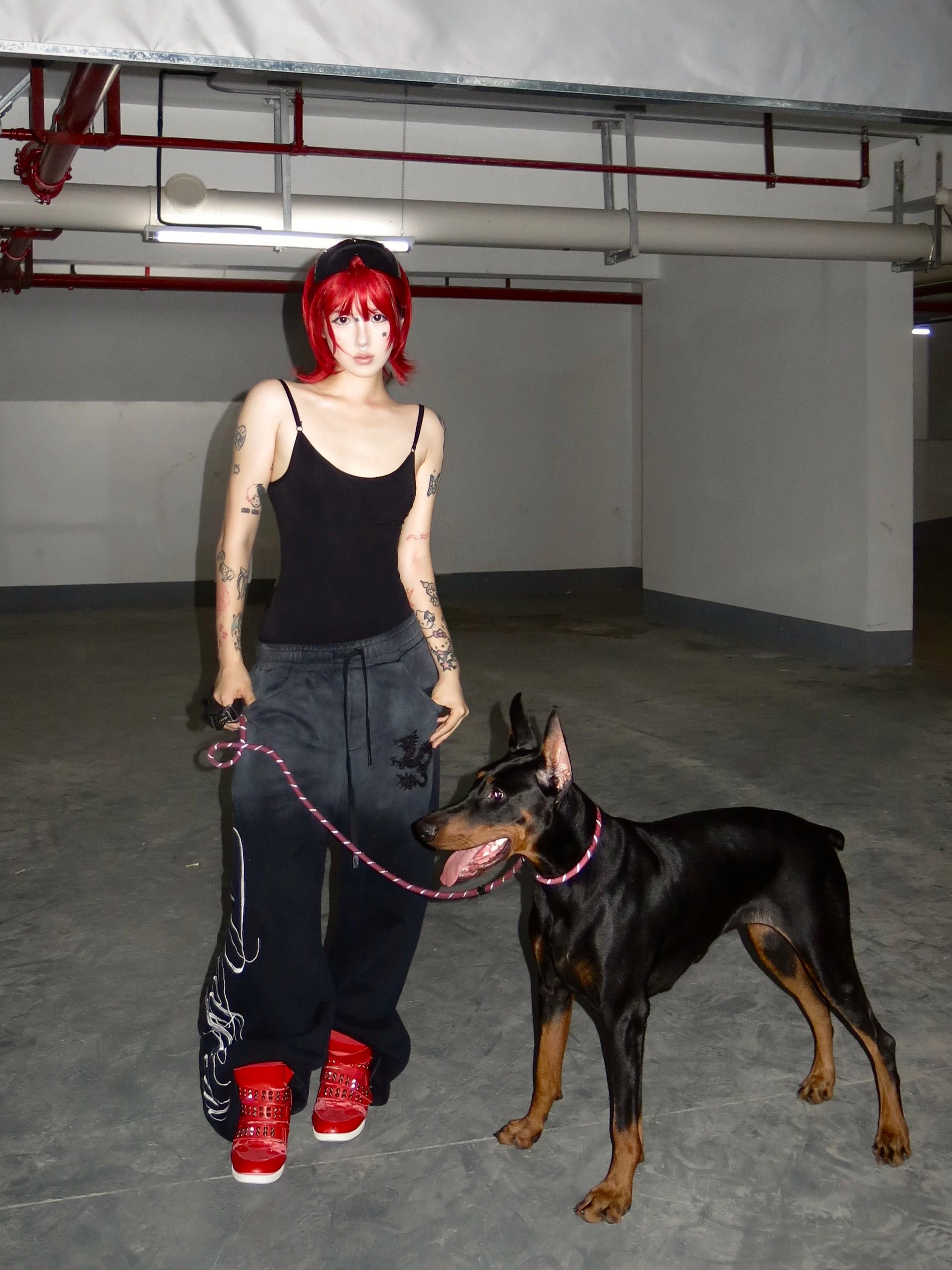 noEmosen Sun Washed RUDEBRAT Side Embroidered Baggy Sweatpants