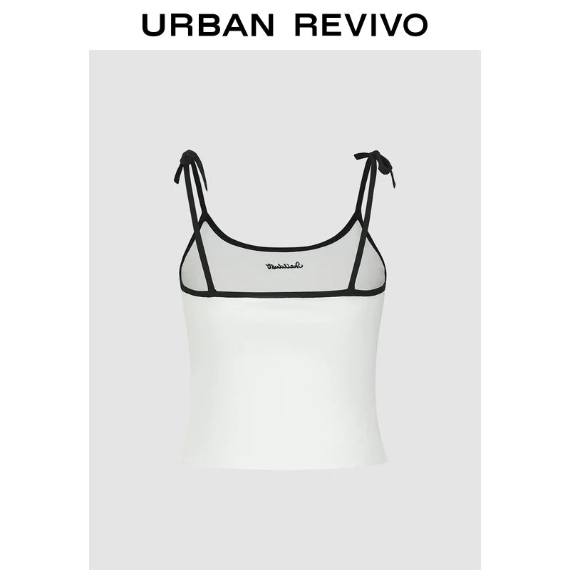 URBAN REVIVO Contrasting Splicing Slim and Thin Sling Vest