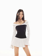 Zero Stripe Splicing V-Neck Slim Fit Dress