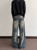 A PUEE Retro Cat Whisker Made Old Jeans