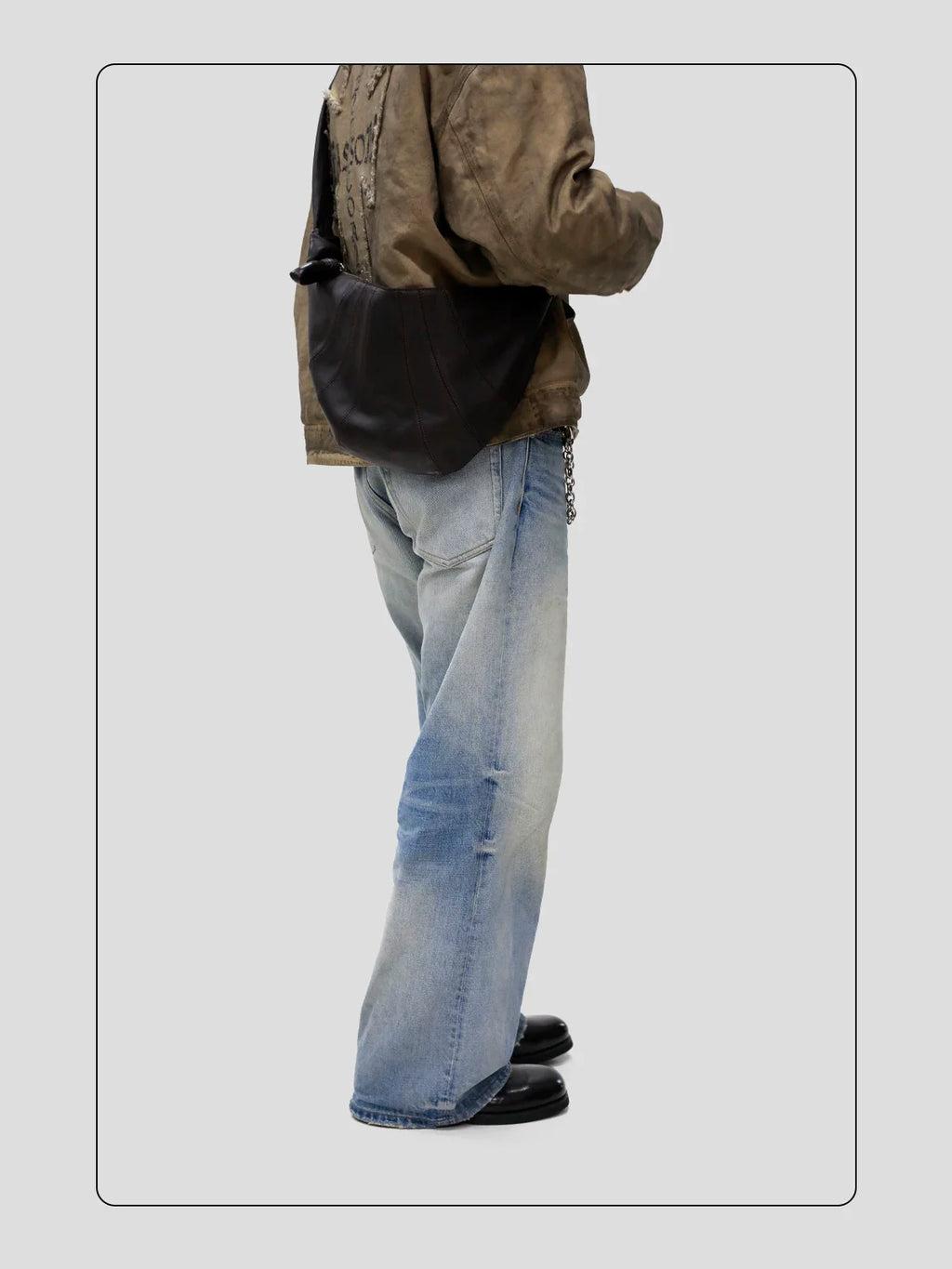 HANQIAORJI First-layer Cowhide Square Head Height-increasing Leather Shoes