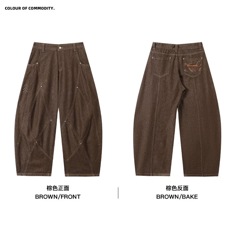 Mr. Jiangnan NewJNXS Raw Cow Wash Stud Embroidered Scimitar Jeans