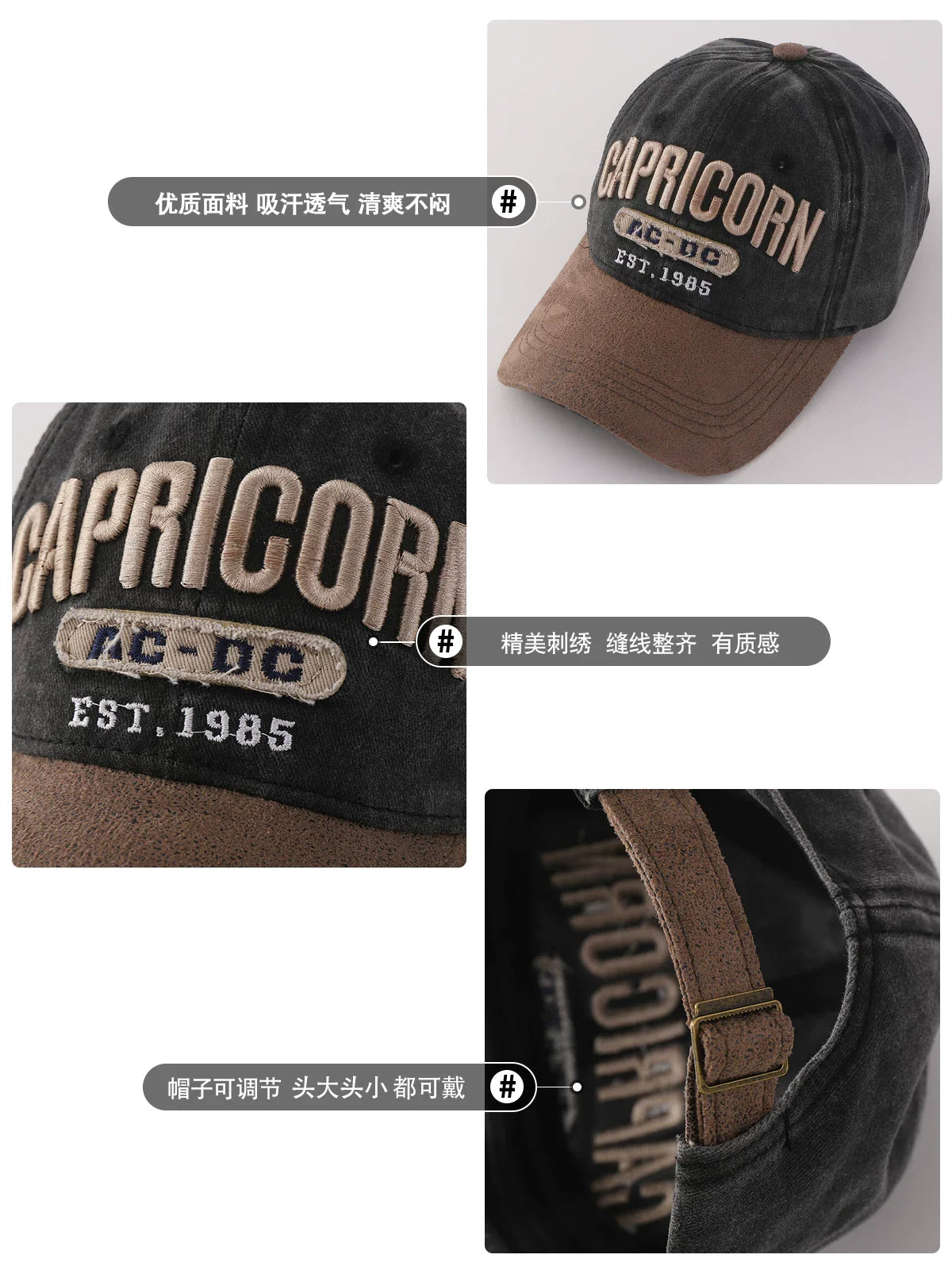 YORSOY Retro Casual Denim Baseball Cap