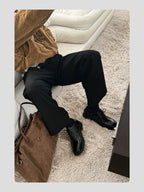 HANQIAORJI First-layer Cowhide Square Head Height-increasing Leather Shoes