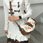 Nikko Yu Plush Dog Crossbody Crescent Bag