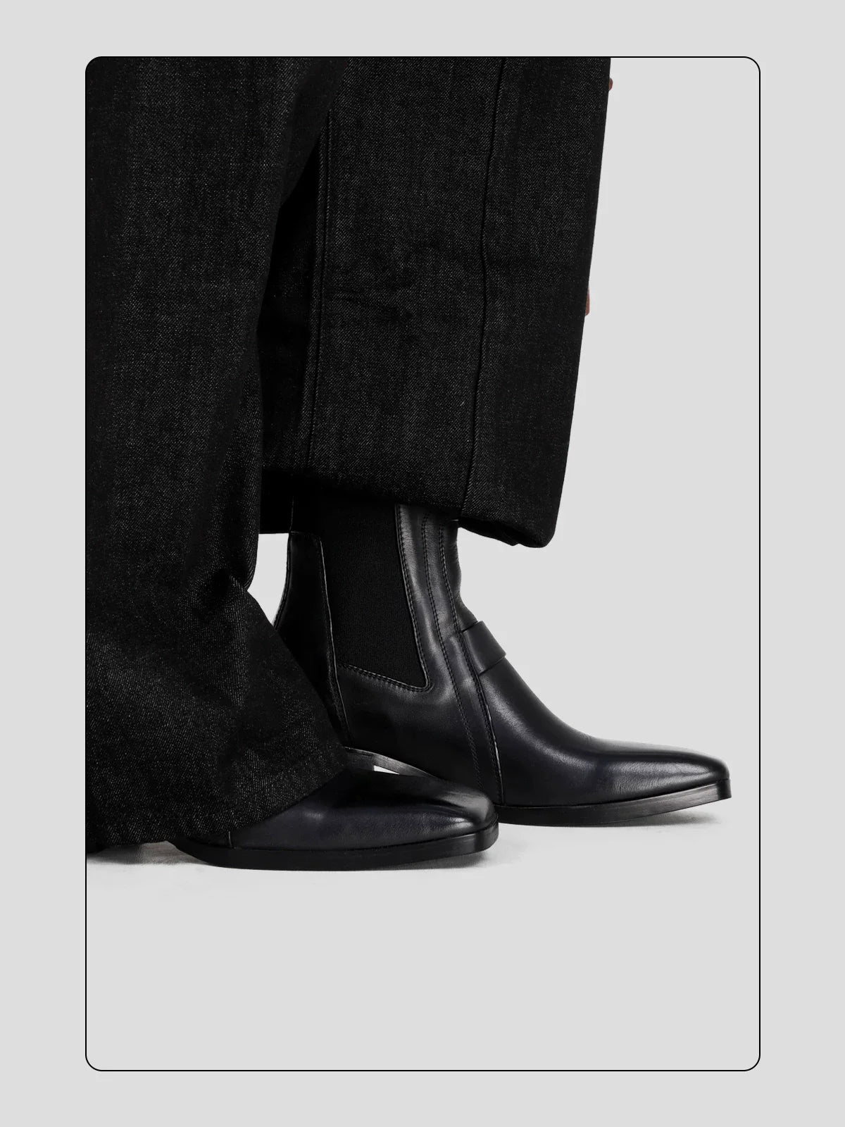 HANQIAORJI Cowhide Square Boots Chelsea Boots