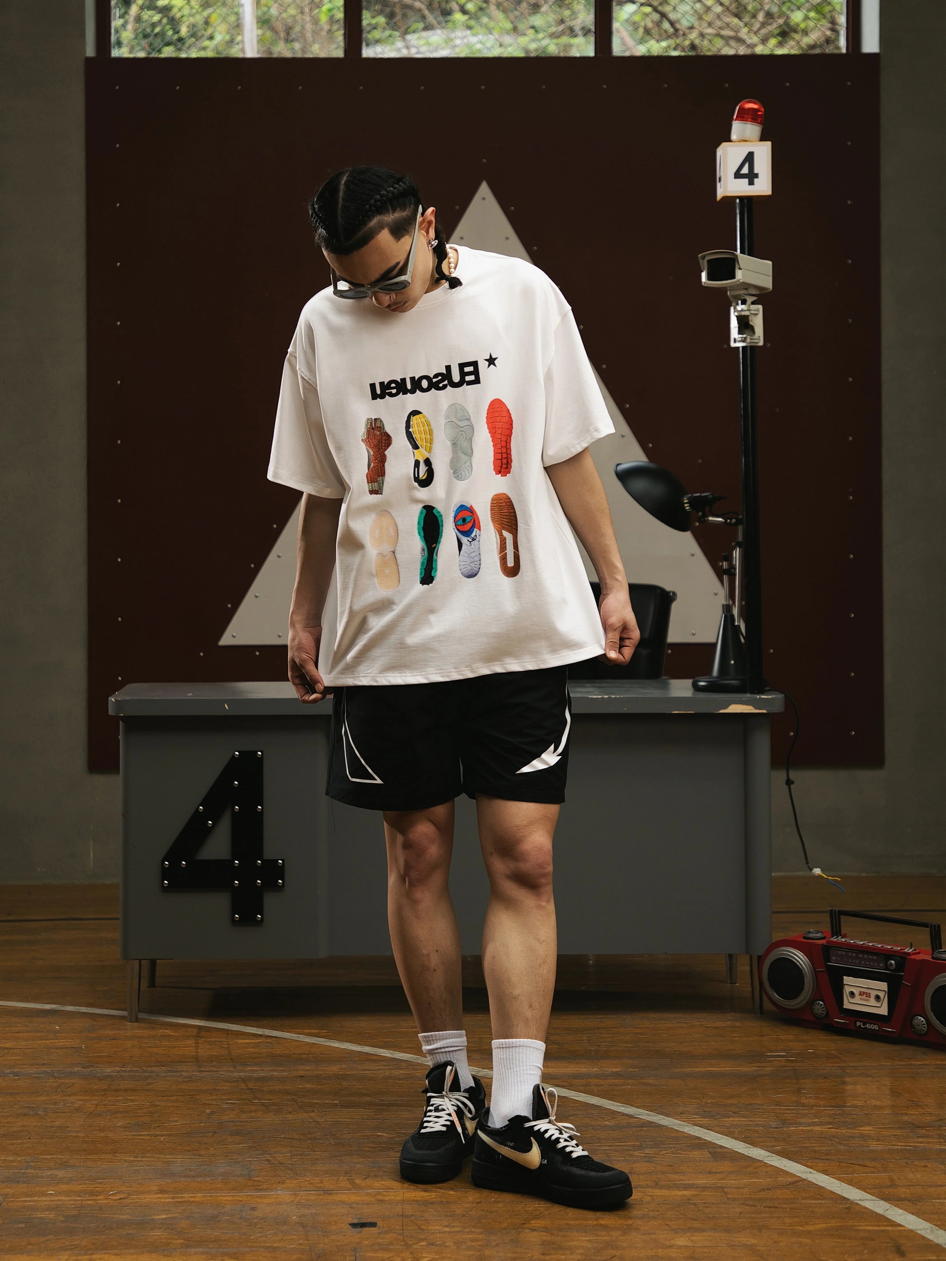 Eusoueu "retro Niche Design Heavy Round Neck Tee"