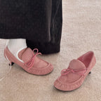 INTAO French Ballet Thick Heel Bow Shoes