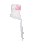 Limerance Island Holiday Hazy Flower Tube Top One-Shoulder Top Skirt