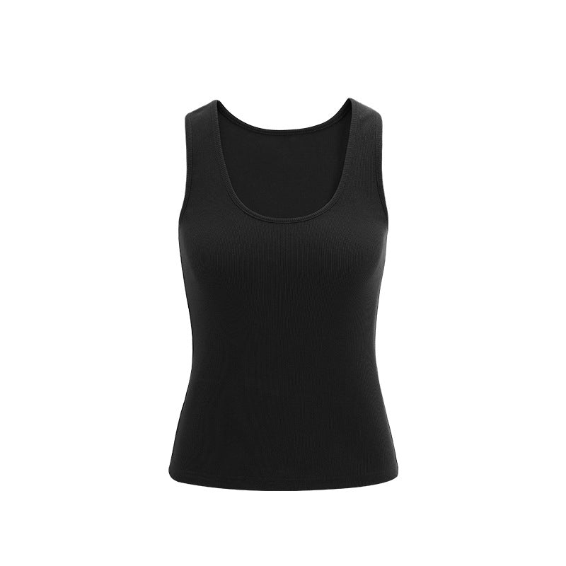 Inflation High Elastic Threaded U-Neck Suspender Bottom Shirt