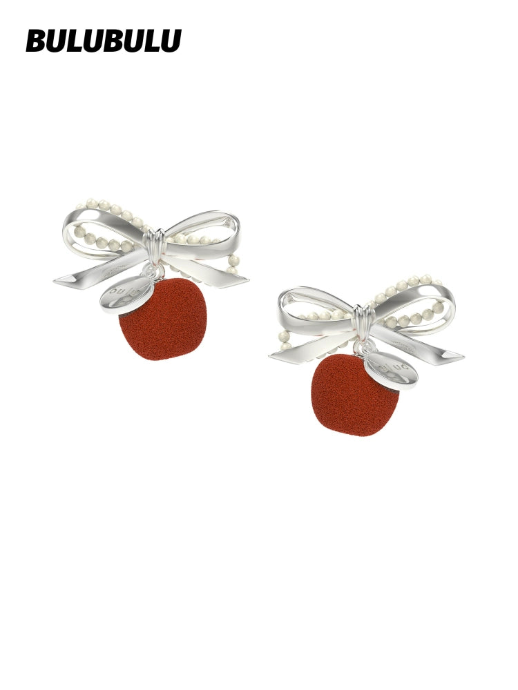 BULUBULU Apple Law Red Apple Bow Earrings