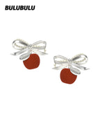 BULUBULU Apple Law Red Apple Bow Earrings