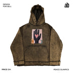 Mottled Original Artist Patch Splicing Hooded Sweatshirt