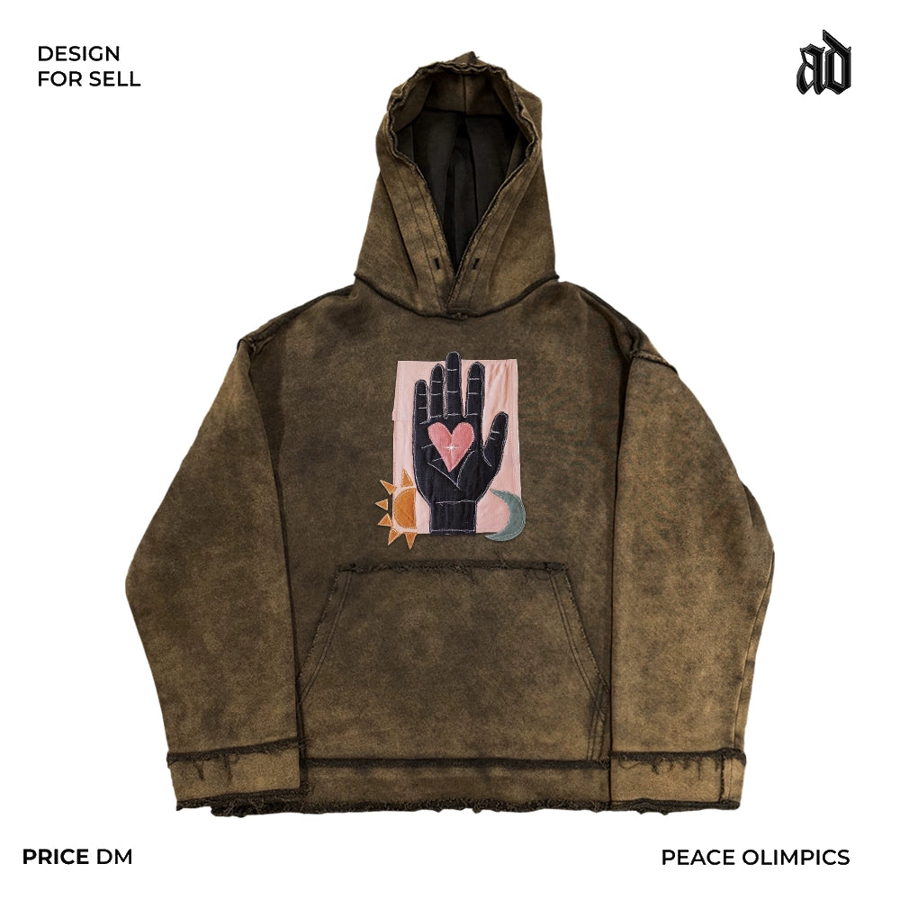 Mottled Original Artist Patch Splicing Hooded Sweatshirt
