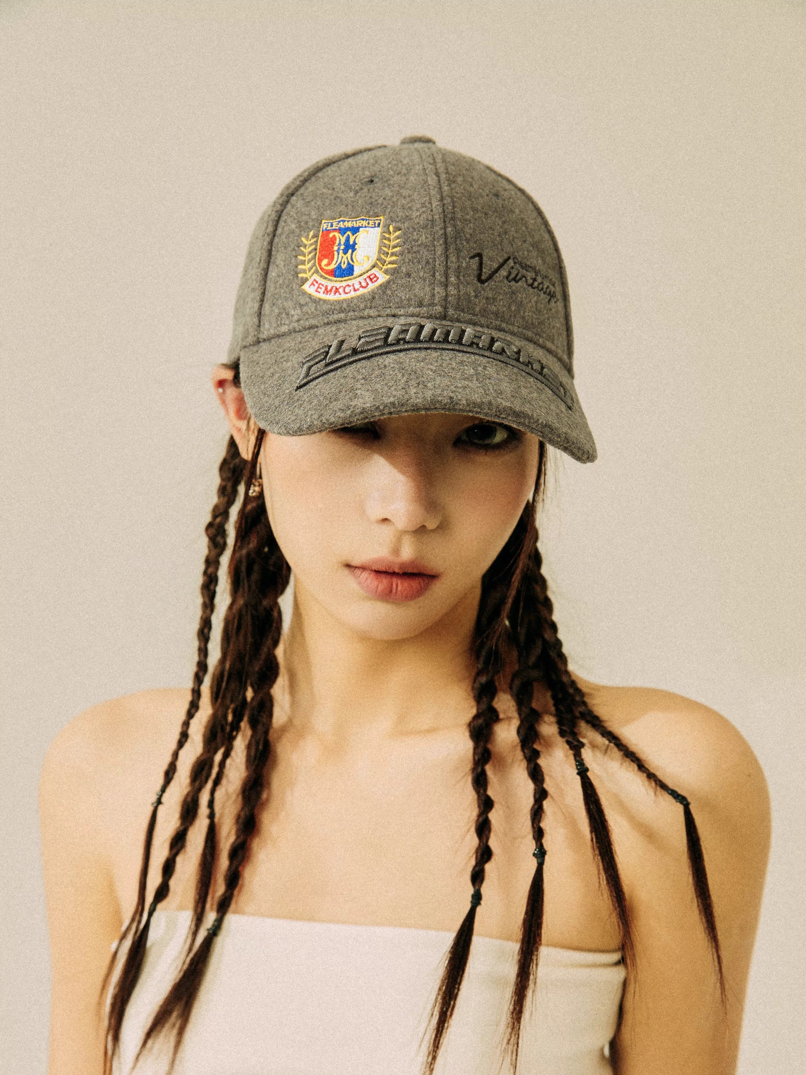 Fleamarket Autumn Cashmere Brim Embroidered Baseball Cap
