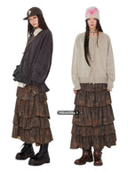 Celebrity Style Coral Ripple A-Line Hand-Painted Skirt