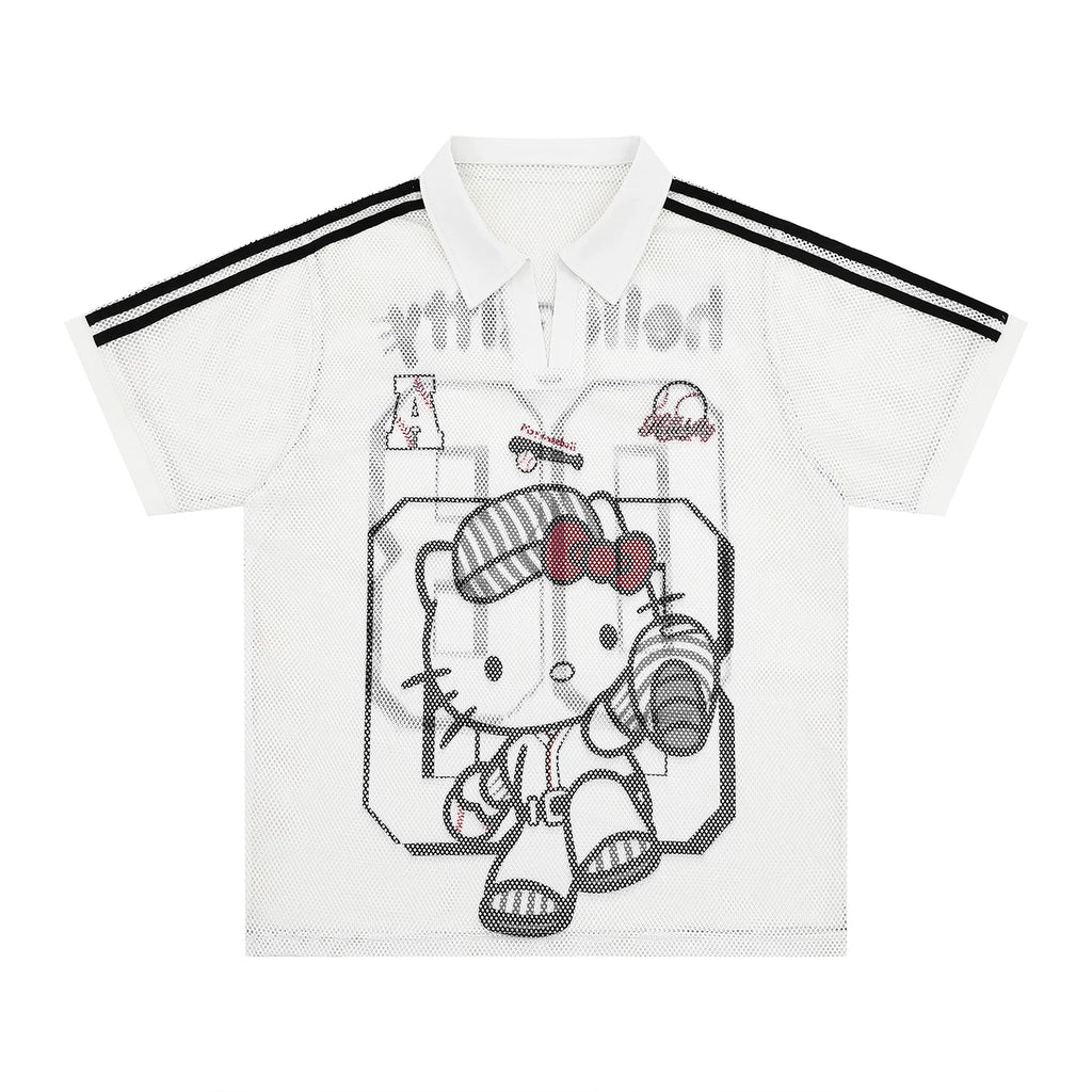 SIXMINU Hollow Sun Protection V Neck T Shirt