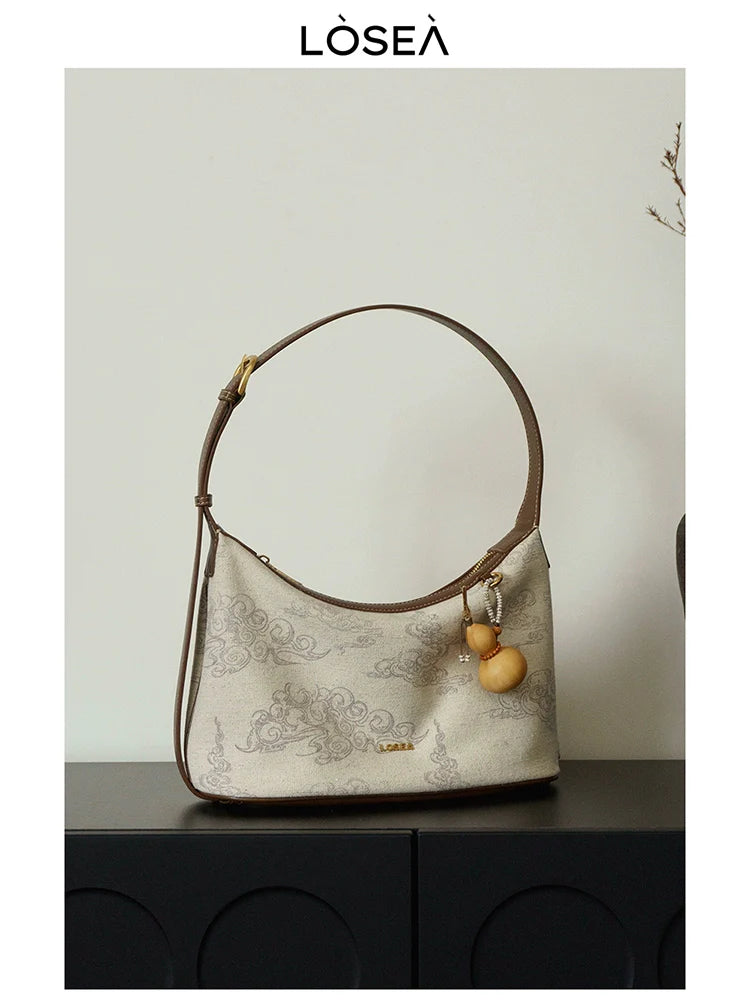 LOSEA New Chinese Auspicious Cloud Pattern Shoulder Armpit Bag