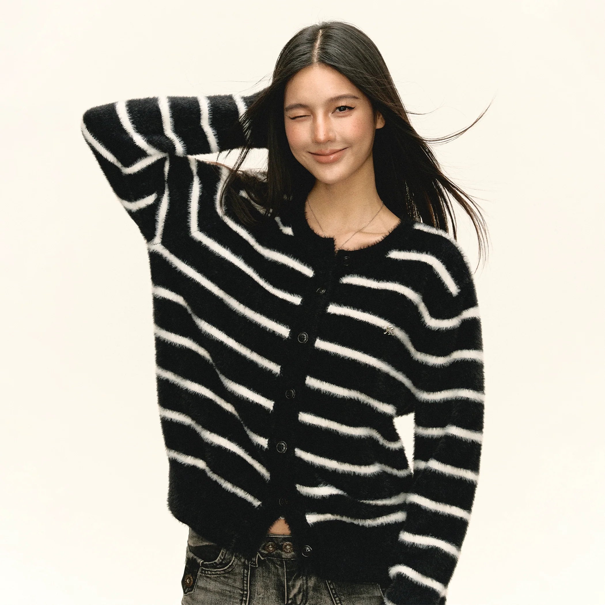 Ariseism Vintage Striped Cardigan Sweater Jacket