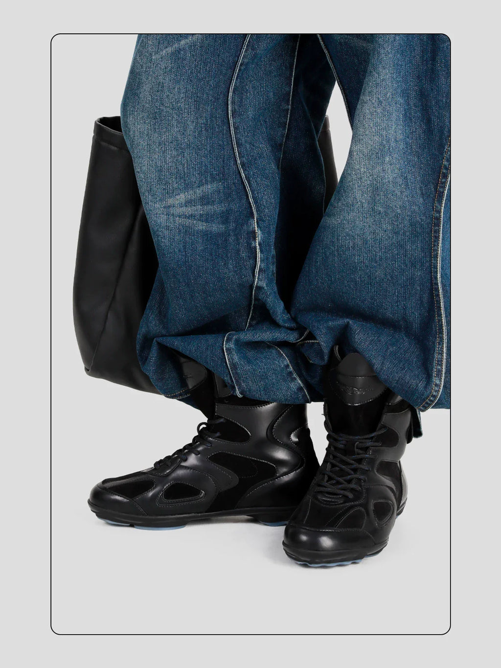 HANQIAORJI Splicing High-top Black Boxing Boots