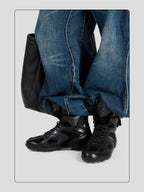 HANQIAORJI Splicing High-top Black Boxing Boots