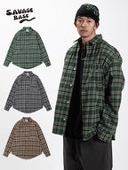 American Retro British Plaid Long-Sleeve Shirt