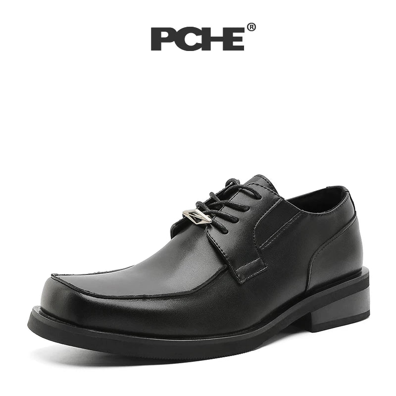Pu Chen PUCH Solid Color Breathable Leather Shoes