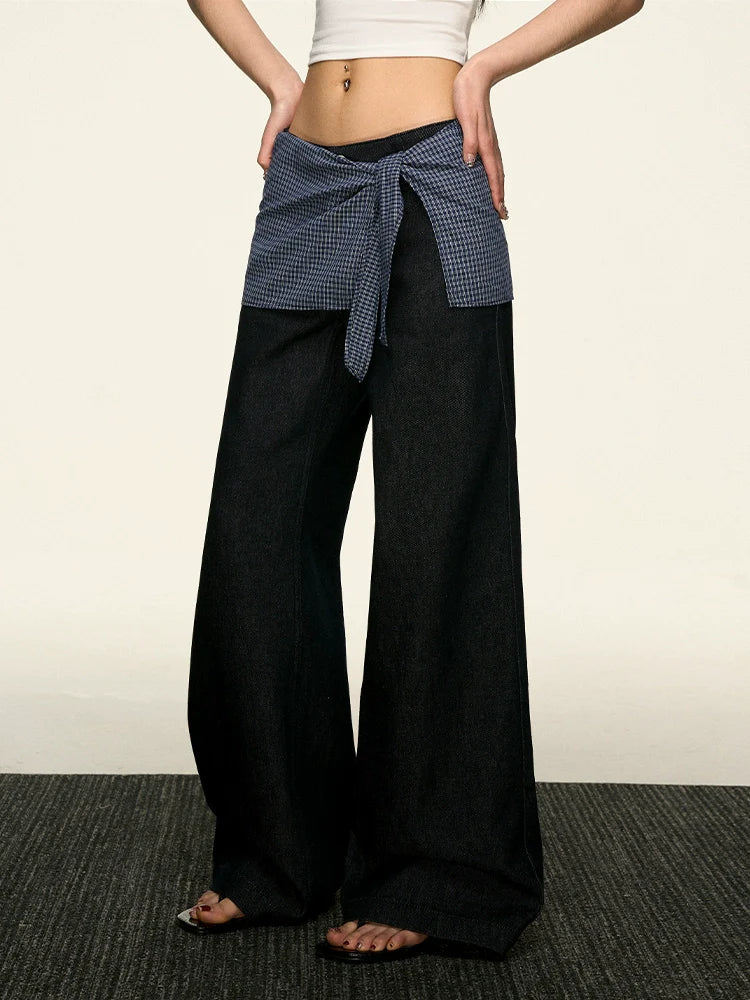 Aaisup Mid-waist Slim Straight Versatile Loose Wide-leg Pants