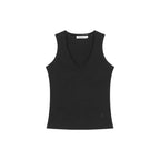 FUNKYFUN V-neck Embroidered Waist Sleeveless Vest of The Same Color