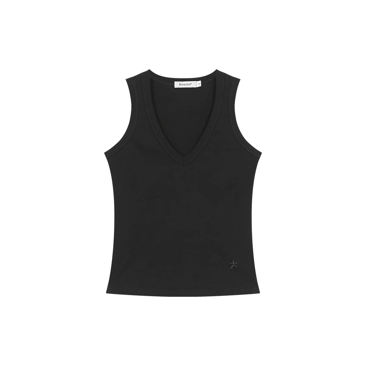 FUNKYFUN V-neck Embroidered Waist Sleeveless Vest of The Same Color