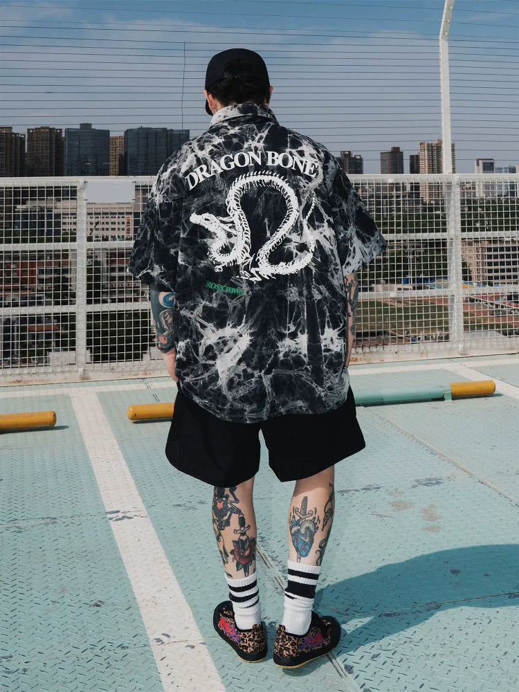 STA Tie-dye Lapel Button-down Shirt