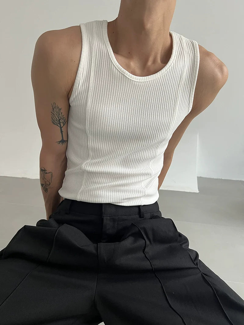 COLN Vertical Striped Sleeveless Vest